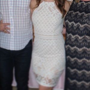 White Lace Open Back Dress